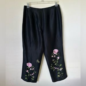 Ann Taylor Women’s Wide Leg Black Cropped Dress Pants Lined  Slits Size 10